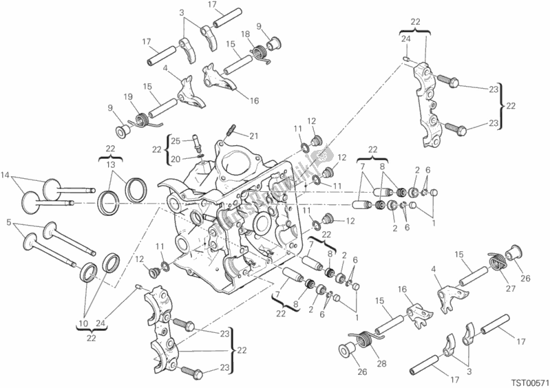 Todas as partes de Cabeça Horizontal do Ducati Hypermotard 939 Thailand 2019